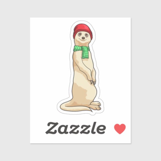 Sticker Meerkat avec Casquette et Écharpe (Feuille)