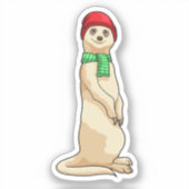 Sticker Meerkat avec Casquette et Écharpe (Recto)