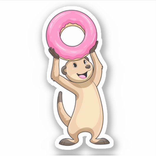Sticker Meerkat avec Donut (Devant)