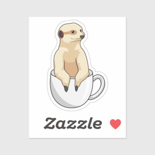 Sticker Meerkat avec la coupe du café (Feuille)