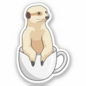 Sticker Meerkat avec la coupe du café (Recto)