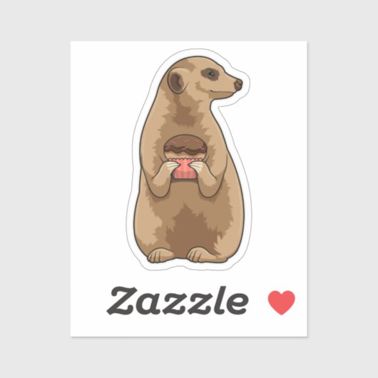 Sticker Meerkat avec Muffin (Feuille)