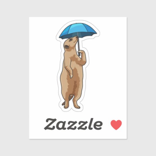 Sticker Meerkat avec parapluie (Feuille)
