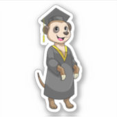 Sticker Meerkat comme étudiant avec diplôme (Devant)