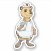 Sticker Meerkat comme infirmière avec coeur (Devant)