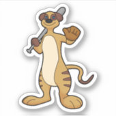 Sticker Meerkat comme joueur de baseball avec batte de bas (Devant)