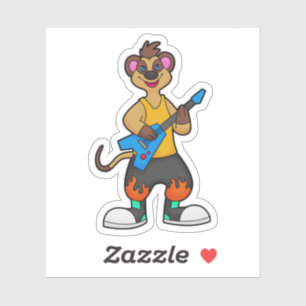 Sticker Meerkat comme musicien avec guitare