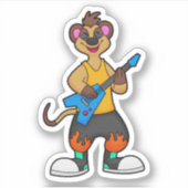Sticker Meerkat comme musicien avec guitare (Devant)