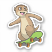Sticker Meerkat comme Patineur avec Skateboard (Devant)