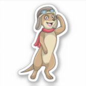 Sticker Meerkat comme pilote avec casquette pilote (Devant)