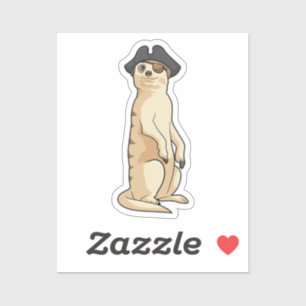 Sticker Meerkat comme Pirate avec casquette pirate