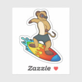 Sticker Meerkat comme surfeur avec Surfer (Feuille)