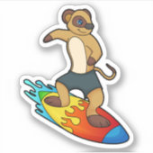 Sticker Meerkat comme surfeur avec Surfer (Devant)