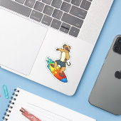 Sticker Meerkat comme surfeur avec Surfer (Ordinateur portable avec iPhone)