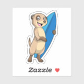 Sticker Meerkat comme surfeur avec Surfer (Feuille)