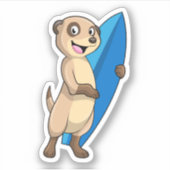 Sticker Meerkat comme surfeur avec Surfer (Devant)