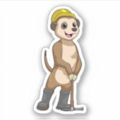 Sticker Meerkat en tant que mineur avec Pickaxe (Devant)