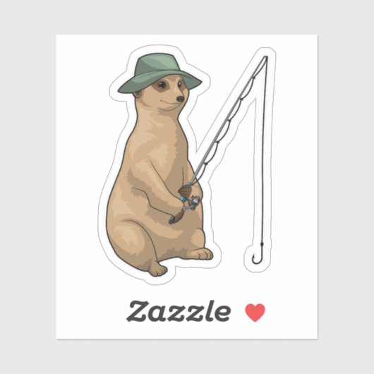 Sticker Meerkat Fishing Fisher (Feuille)