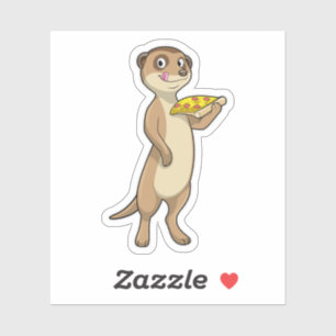 Sticker Meerkat with pizza