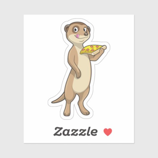 Sticker Meerkat with pizza (Feuille)