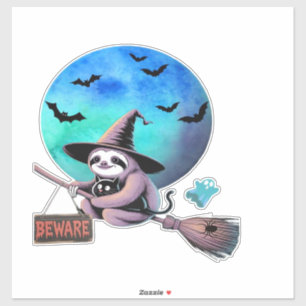 Sticker Méfiez-vous de la paresse de la sorcière mignonne