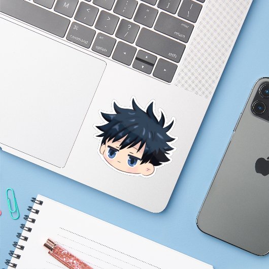 Sticker Megumi inspired chibi (Ordinateur portable avec iPhone)