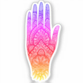 Sticker Mehndi tatouage main Art arc-en-ciel (Recto)