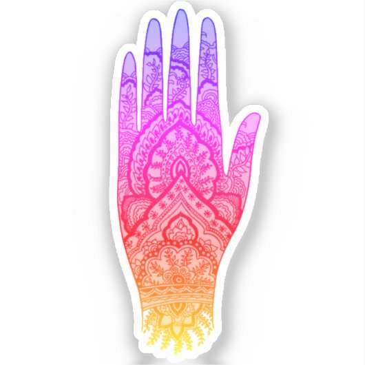 Sticker Mehndi tatouage main Art arc-en-ciel (Recto)