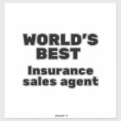 Sticker Meilleur agent commercial d'assurance au monde (Feuille)