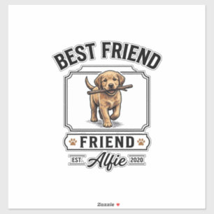Sticker Meilleur ami Alfie Conception amateur de chien vin