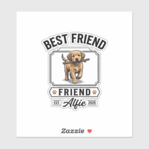 Sticker Meilleur ami Alfie Conception d'amant de chien vin