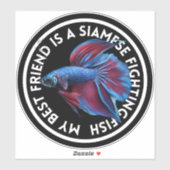 Sticker Meilleur ami Blue Red Betta Fish (Feuille)