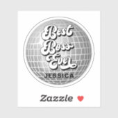 Sticker Meilleur Boss Jamais | Silver Disco Ball Retro | P (Feuille)