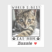 Sticker Meilleur Chat Maman Empreintes de pattes Monde Cad (Feuille)