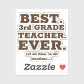 Sticker Meilleur enseignant de 3e année (Feuille)