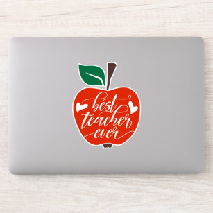 Sticker Meilleur Enseignant Jamais Rouge Vert Pomme