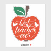 Sticker Meilleur Enseignant Jamais Rouge Vert Pomme (Feuille)