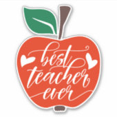 Sticker Meilleur Enseignant Jamais Rouge Vert Pomme (Devant)