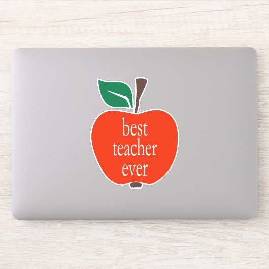 Sticker Meilleur Enseignant Jamais Rouge Vert Pomme Lowcas (Ordinateur)