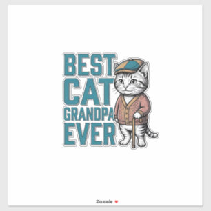 Sticker Meilleur Grand-Père Chat Incroyable Chemise Vintag