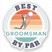 Sticker Meilleur Groomsman Par Par Custom Retro Mariage (Recto)