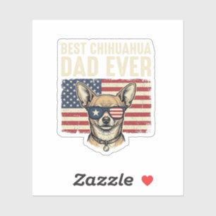 Sticker Meilleur papa Chihuahua de tous les temps Vintage