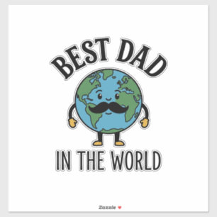 Sticker Meilleur Papa du Monde Earth Moustache Design de T