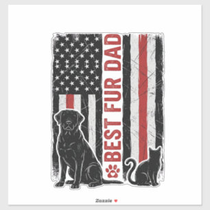 Sticker Meilleur Papa Fourrure Drapeau Vintage T-Shirt Chi