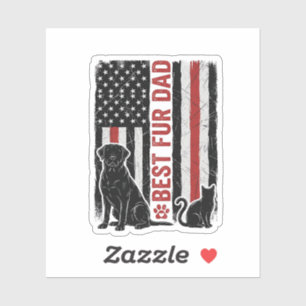 Sticker Meilleur Papa Fourrure Drapeau Vintage T-Shirt Chi