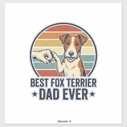 Sticker Meilleur Papa Fox Terrier Vintage T-Shirt pour Amo (Feuille)