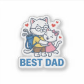 Sticker Meilleur Papa Golf Chat Câlin Mignon Design Vector (Devant)