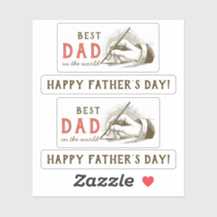 Sticker Meilleur papa mâle main tenant un stylo fontaine V