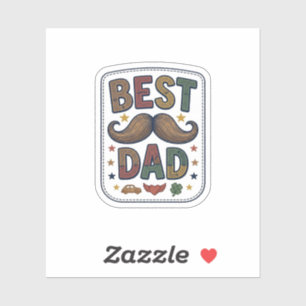 Sticker Meilleur Papa Moustache Vintage Vecteur Conception