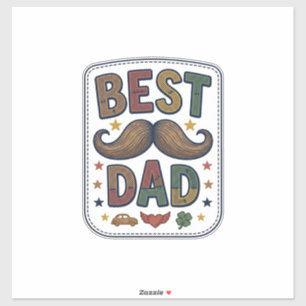 Sticker Meilleur Papa Moustache Vintage Vecteur Conception